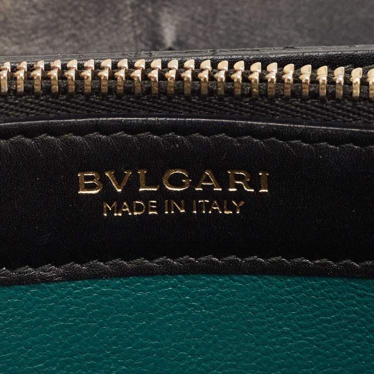 Pre Owned Bvlgari Black Leather Serpenti Forever Zip Around Wallet