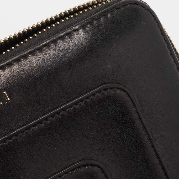 Pre Owned Bvlgari Black Leather Serpenti Forever Zip Around Wallet