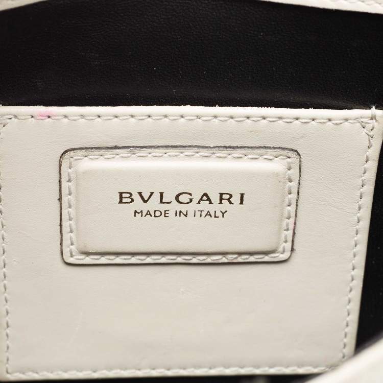 Pre Owned Bvlgari Off White Leather Serpenti Forever Crystal Embellished Shoulder Bag