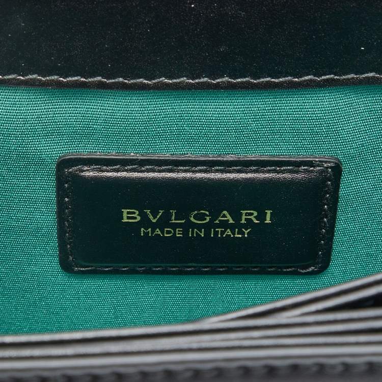 Pre Owned Bvlgari Black Leather and Perspex Medium Flap Crossbody Bag