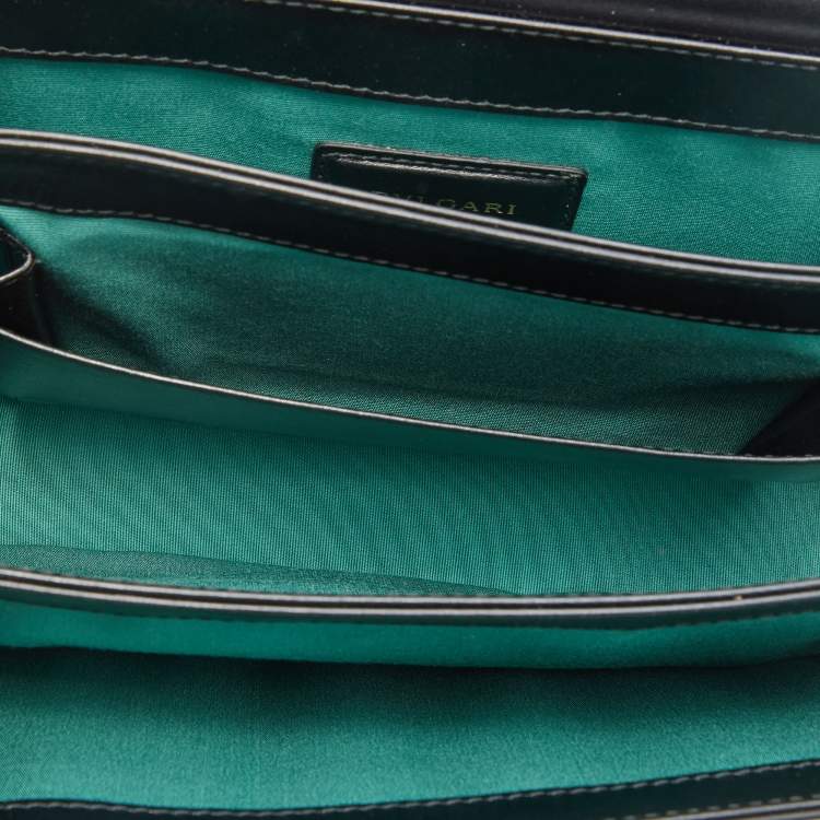 Pre Owned Bvlgari Black Leather and Perspex Medium Flap Crossbody Bag