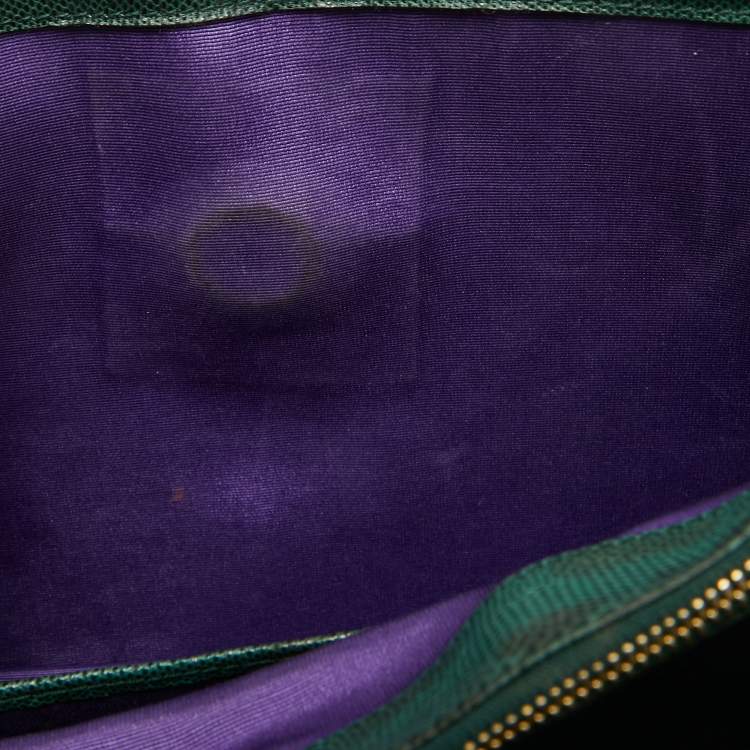 Pre Owned Bvlgari Green Karung Leather Serpenti Forever Flap Shoulder Bag
