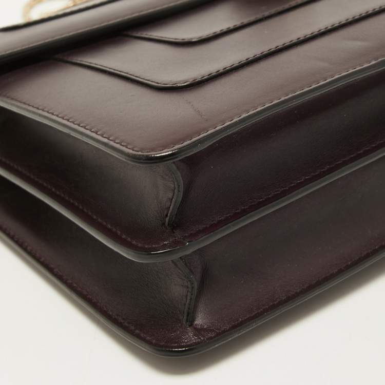 Pre Owned Bvlgari Plum Leather Medium Serpenti Forever Flap Shoulder Bag