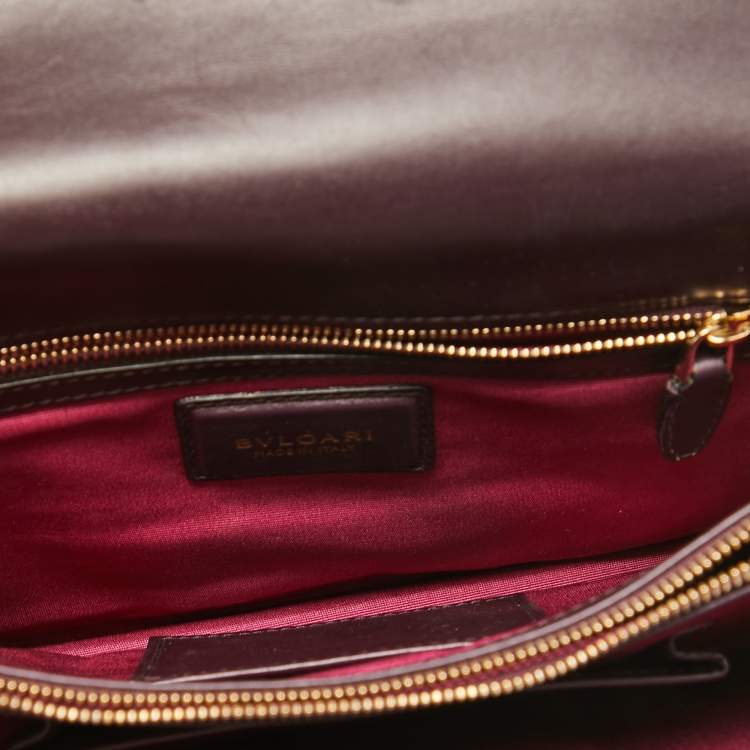 Pre Owned Bvlgari Plum Leather Medium Serpenti Forever Flap Shoulder Bag