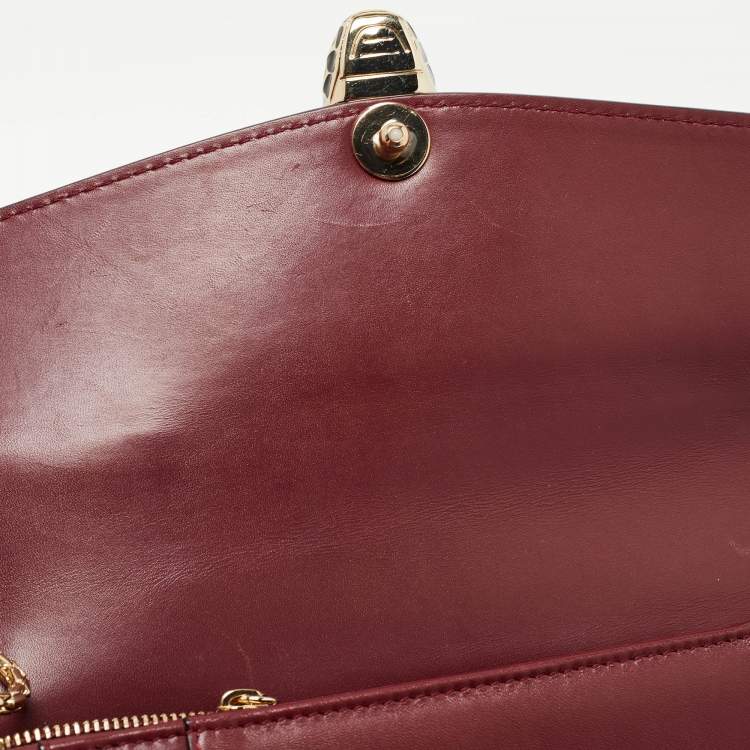 Pre Owned Bvlgari Red Leather Medium Serpenti Forever Flap Shoulder Bag