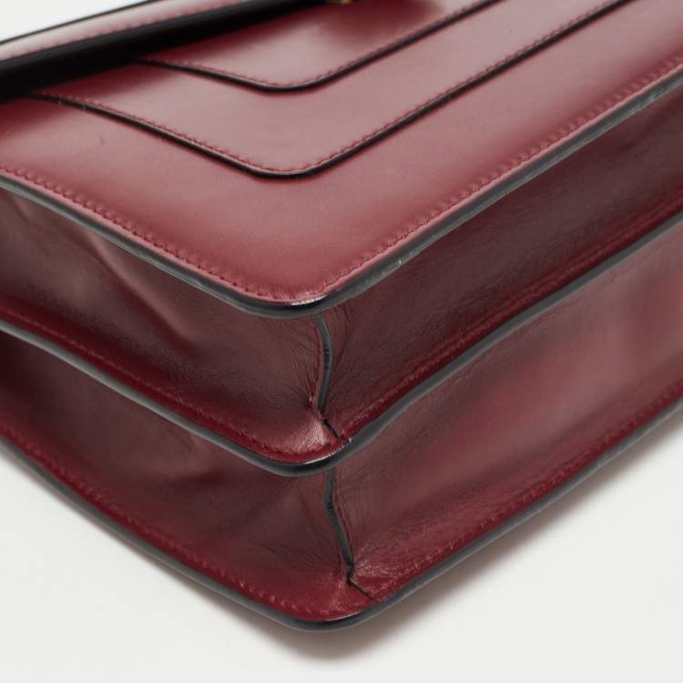 Pre Owned Bvlgari Red Leather Medium Serpenti Forever Flap Shoulder Bag