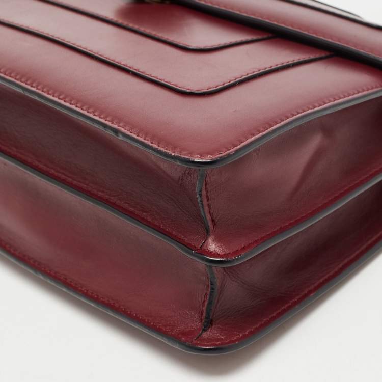 Pre Owned Bvlgari Red Leather Medium Serpenti Forever Flap Shoulder Bag