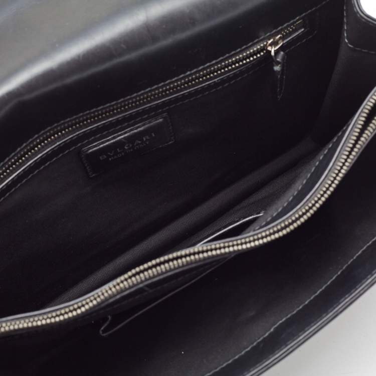 Pre Owned Bvlgari Black Leather Large Plisse Serpenti Forever Shoulder Bag
