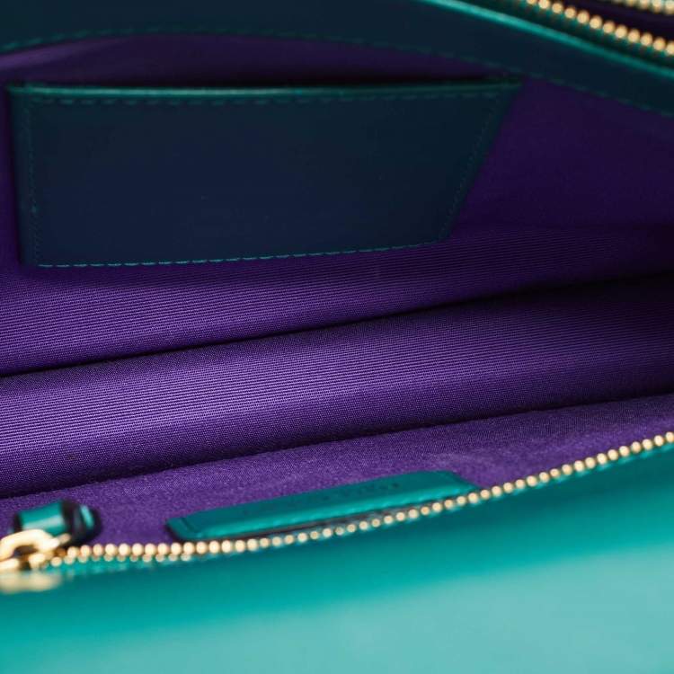 Pre Owned Bvlgari Green Leather Medium Serpenti Forever Flap Shoulder Bag