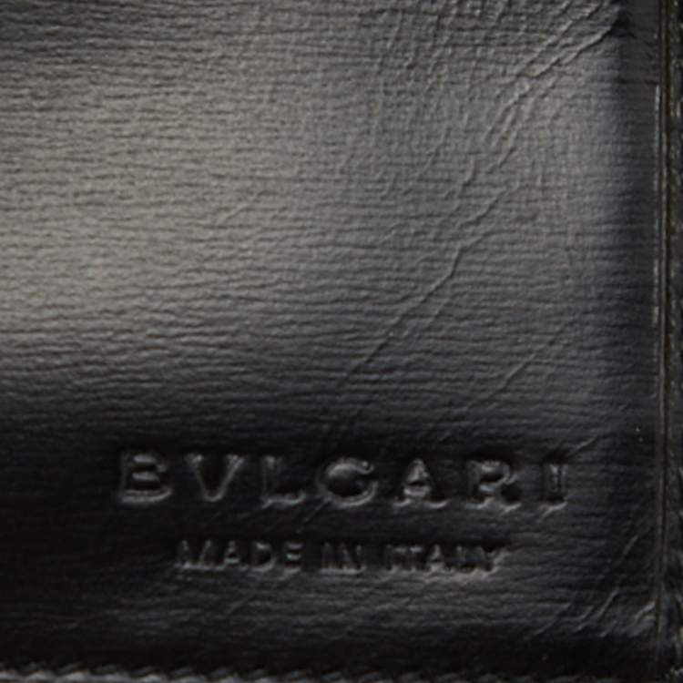 Pre Owned Bvlgari Black Canvas and Leather Compact Wallet