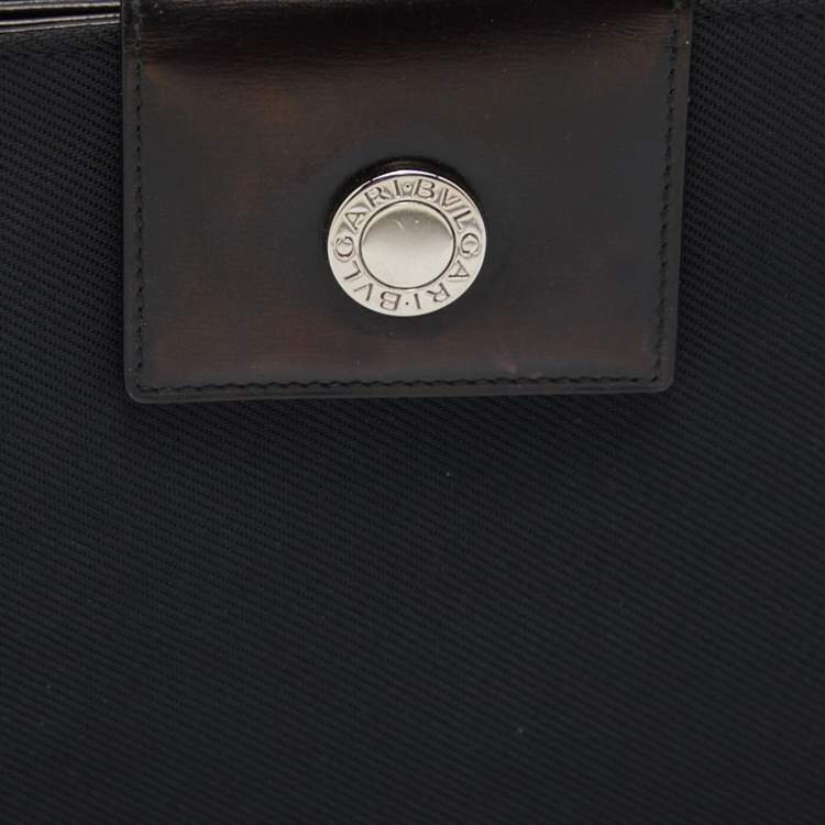 Pre Owned Bvlgari Black Canvas and Leather Compact Wallet