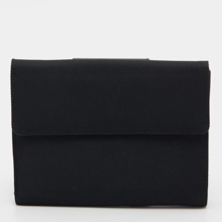 Pre Owned Bvlgari Black Canvas and Leather Compact Wallet