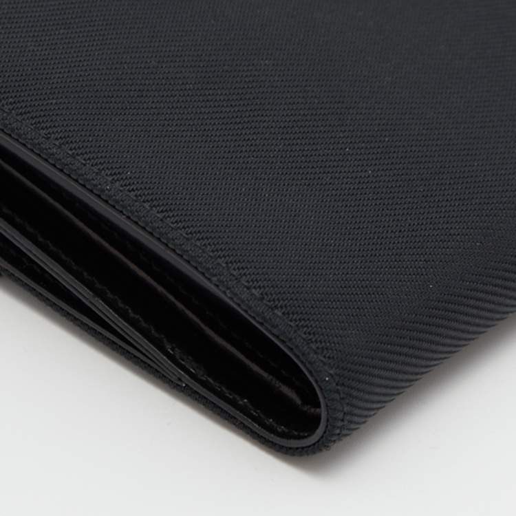 Pre Owned Bvlgari Black Canvas and Leather Compact Wallet