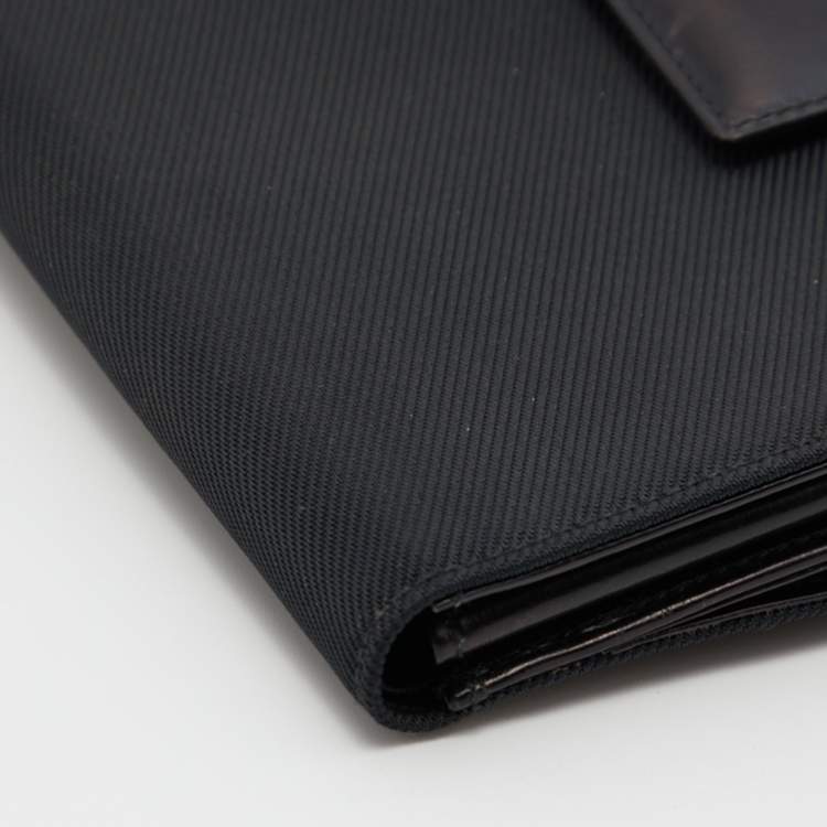 Pre Owned Bvlgari Black Canvas and Leather Compact Wallet