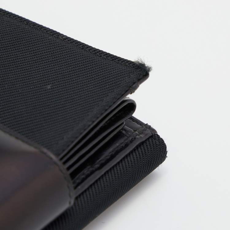 Pre Owned Bvlgari Black Canvas and Leather Compact Wallet
