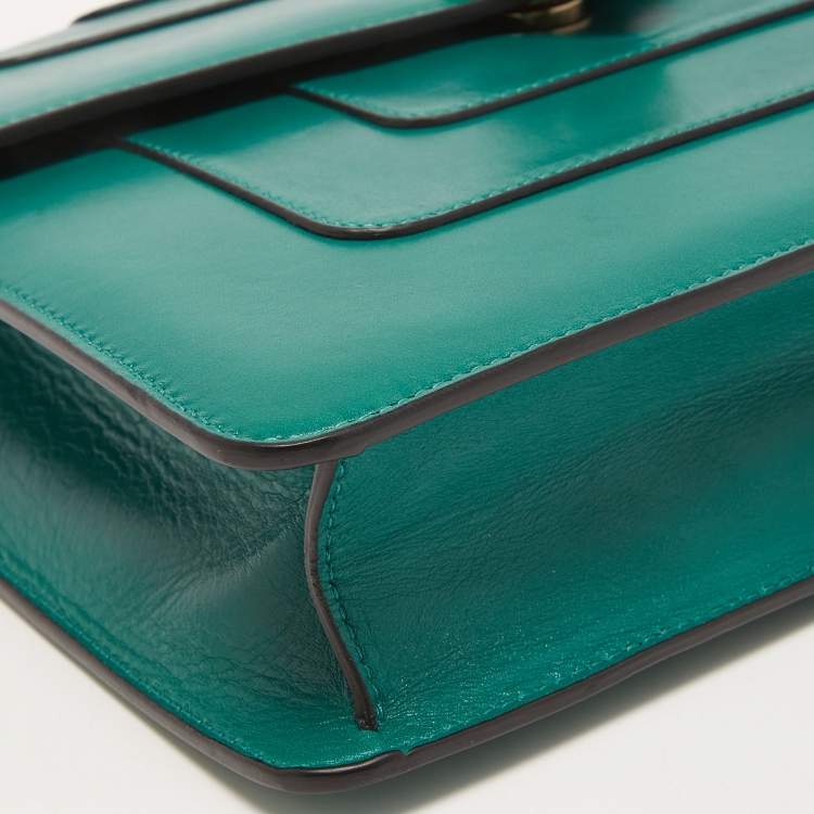 Pre Owned Bvlgari Green Leather Medium Serpenti Forever Shoulder Bag