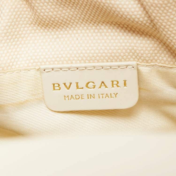 Pre Owned Bvlgari Off White Leather Cut Out Bucket Bag