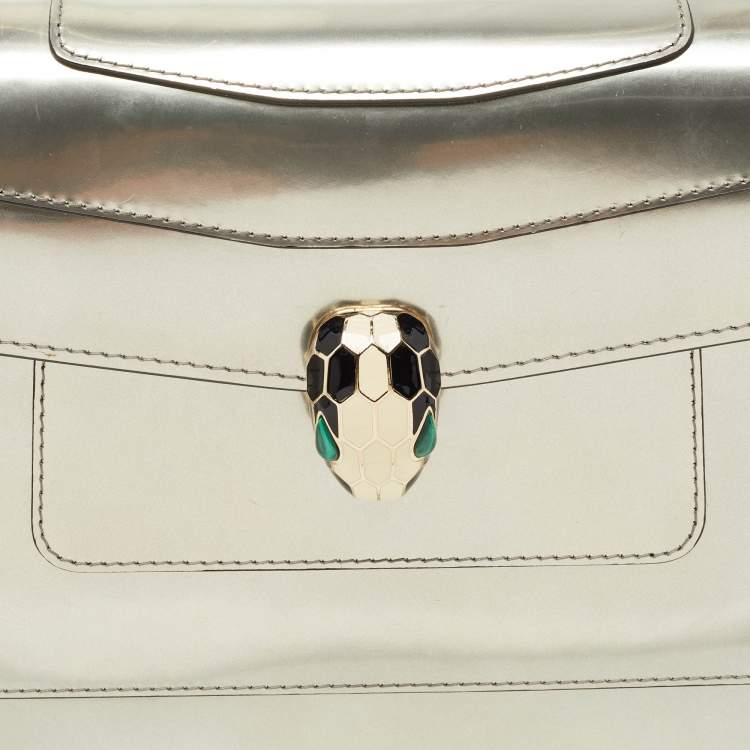 Pre Owned Bvlgari Metallic Mirrored Leather Medium Serpenti Forever Shoulder Bag