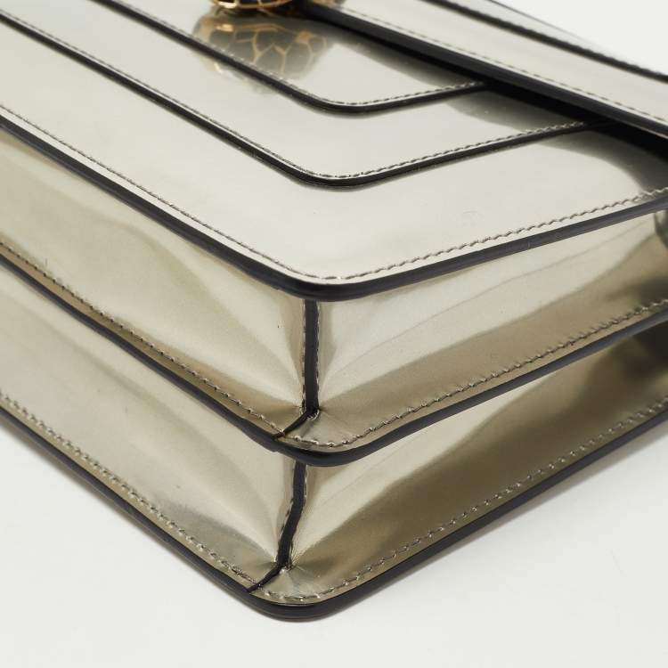 Pre Owned Bvlgari Metallic Mirrored Leather Medium Serpenti Forever Shoulder Bag