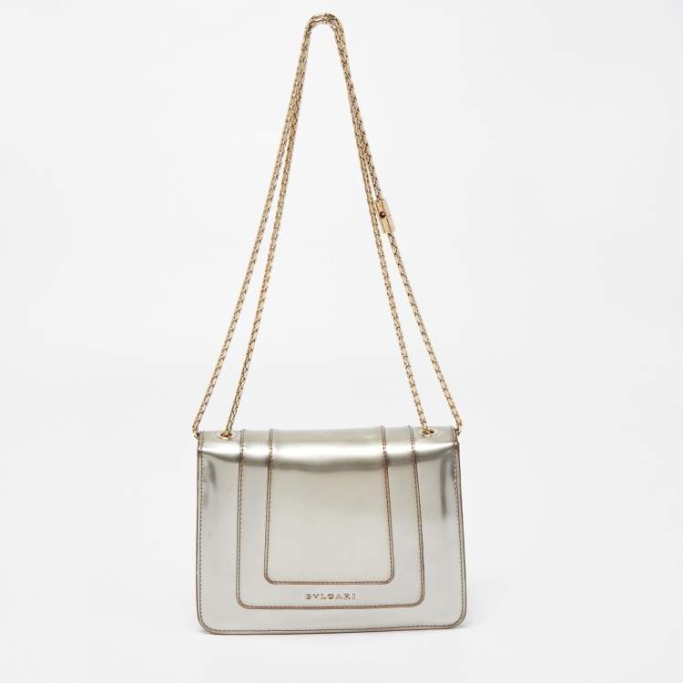 Pre Owned Bvlgari Metallic Patent Leather Small Serpenti Forever Shoulder Bag