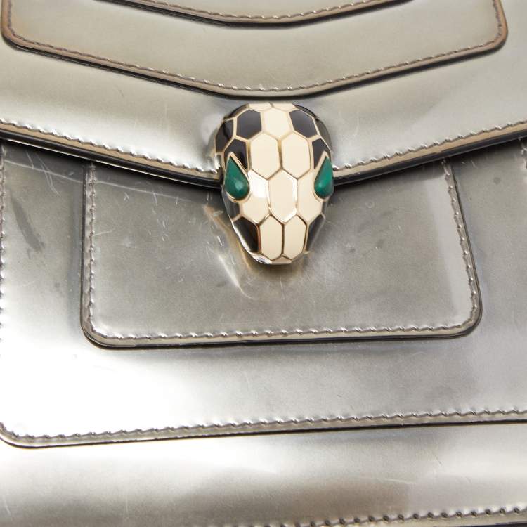 Pre Owned Bvlgari Metallic Patent Leather Small Serpenti Forever Shoulder Bag