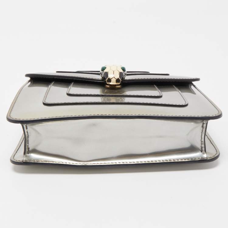Pre Owned Bvlgari Metallic Patent Leather Small Serpenti Forever Shoulder Bag