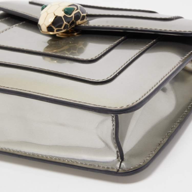 Pre Owned Bvlgari Metallic Patent Leather Small Serpenti Forever Shoulder Bag