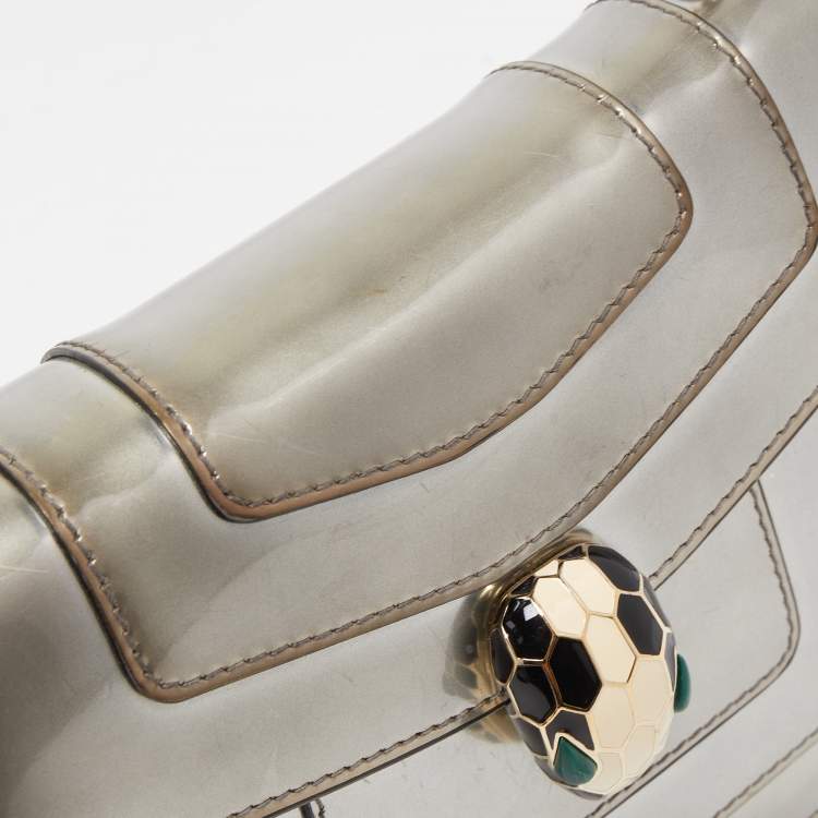 Pre Owned Bvlgari Metallic Patent Leather Small Serpenti Forever Shoulder Bag