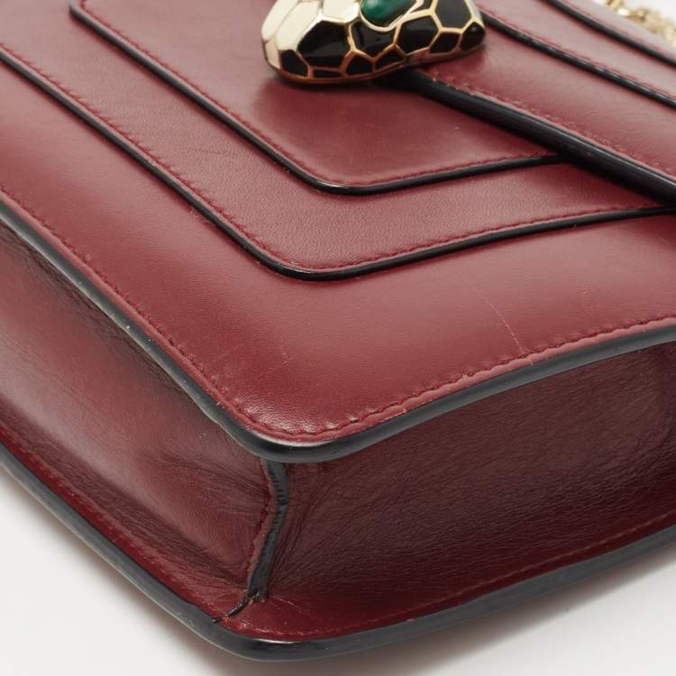 Pre Owned Bvlgari Red Leather Small Serpenti Forever Shoulder Bag