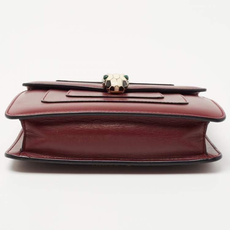 Pre Owned Bvlgari Red Leather Small Serpenti Forever Shoulder Bag