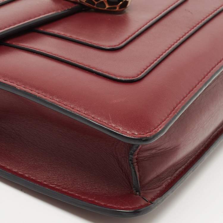 Pre Owned Bvlgari Red Leather Small Serpenti Forever Shoulder Bag