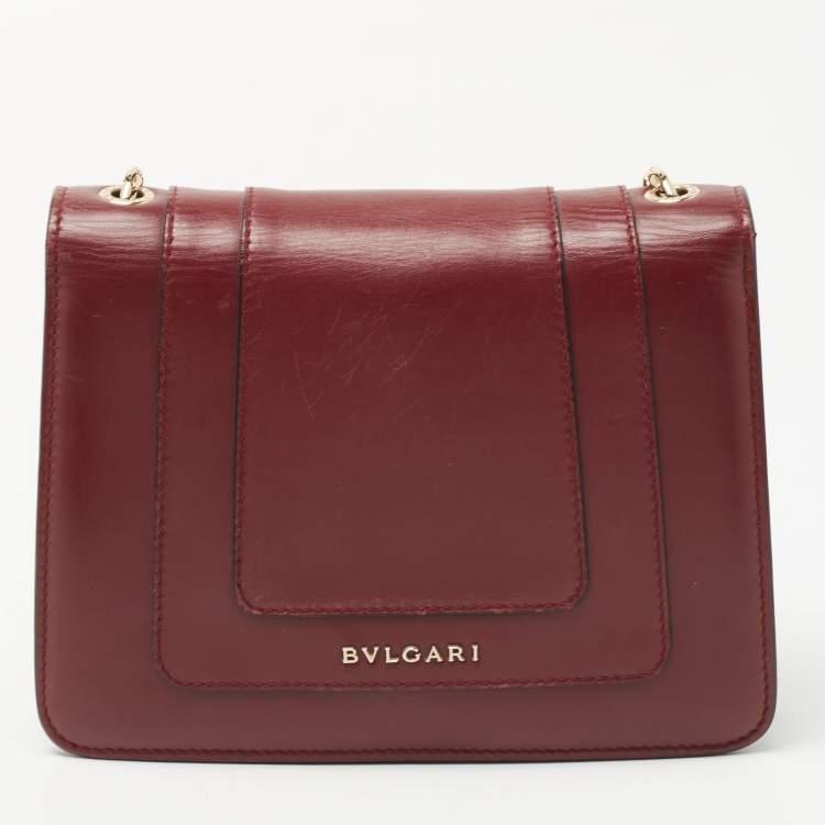 Pre Owned Bvlgari Red Leather Small Serpenti Forever Shoulder Bag
