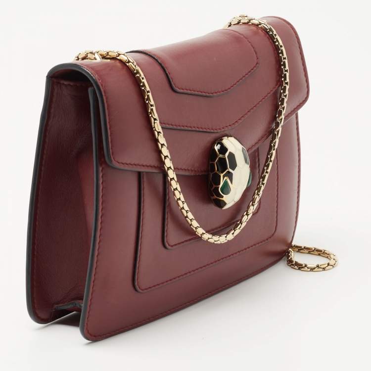 Pre Owned Bvlgari Red Leather Small Serpenti Forever Shoulder Bag