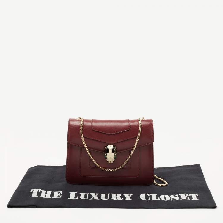 Pre Owned Bvlgari Red Leather Small Serpenti Forever Shoulder Bag