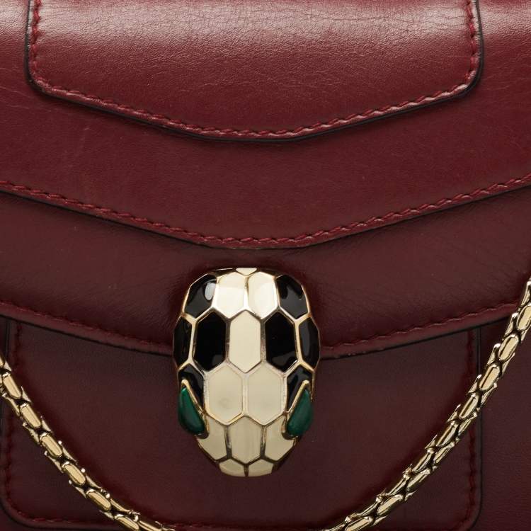 Pre Owned Bvlgari Red Leather Small Serpenti Forever Shoulder Bag