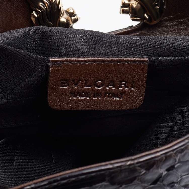 Pre Owned Bvlgari Brown Python Leoni Flap Clutch