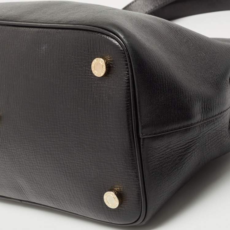 Pre Owned Bvlgari Black Leather Isabella Rossellini Top Handle Bag