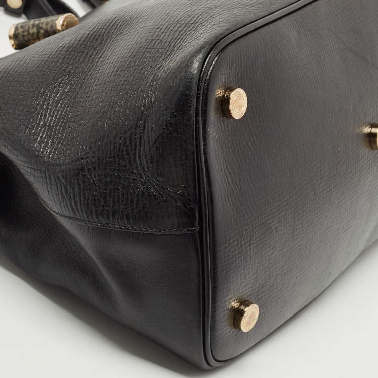 Pre Owned Bvlgari Black Leather Isabella Rossellini Top Handle Bag