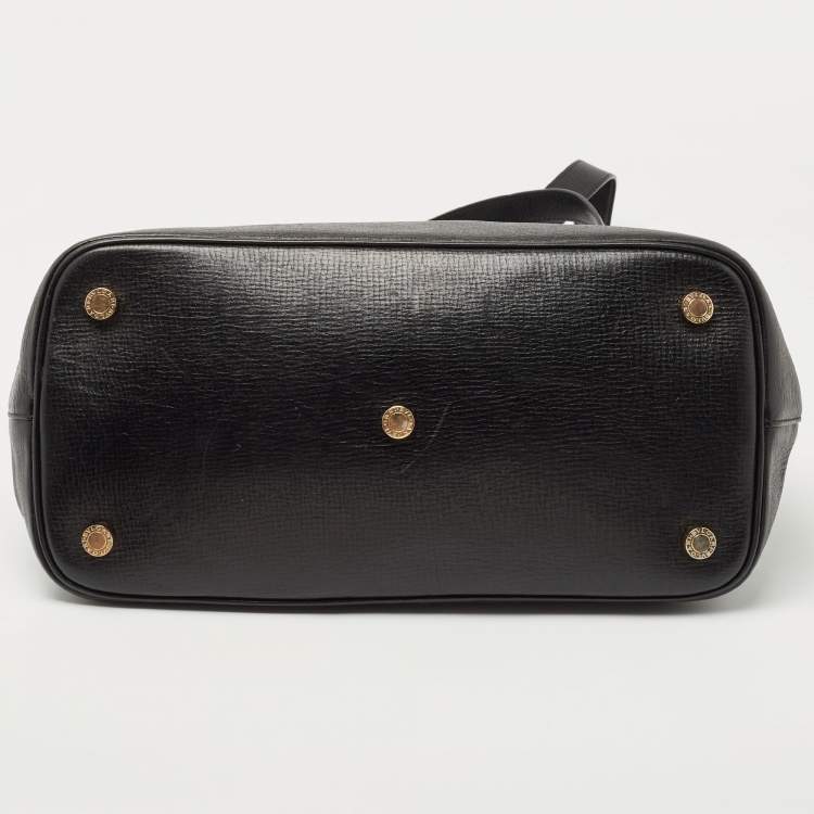 Pre Owned Bvlgari Black Leather Isabella Rossellini Top Handle Bag