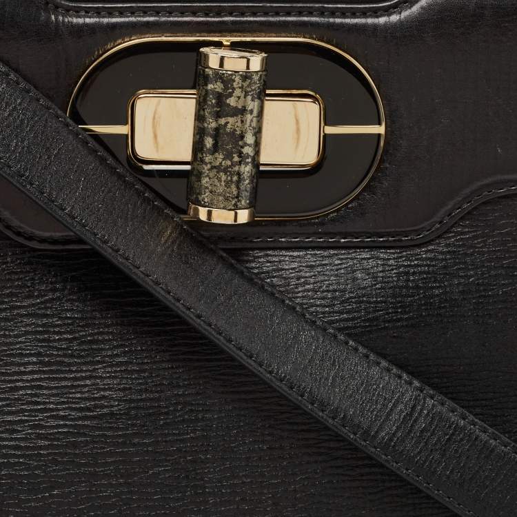 Pre Owned Bvlgari Black Leather Isabella Rossellini Top Handle Bag