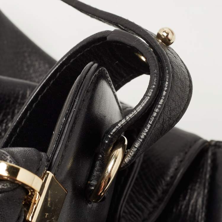 Pre Owned Bvlgari Black Leather Isabella Rossellini Top Handle Bag