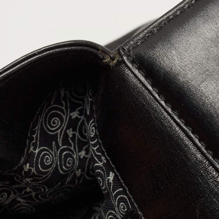 Pre Owned Bvlgari Black Leather Isabella Rossellini Top Handle Bag