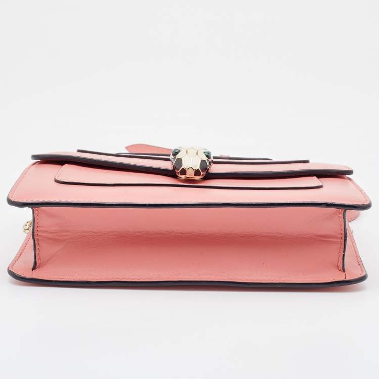Pre Owned Bvlgari Peach Leather Serpenti Forever Crossbody Bag