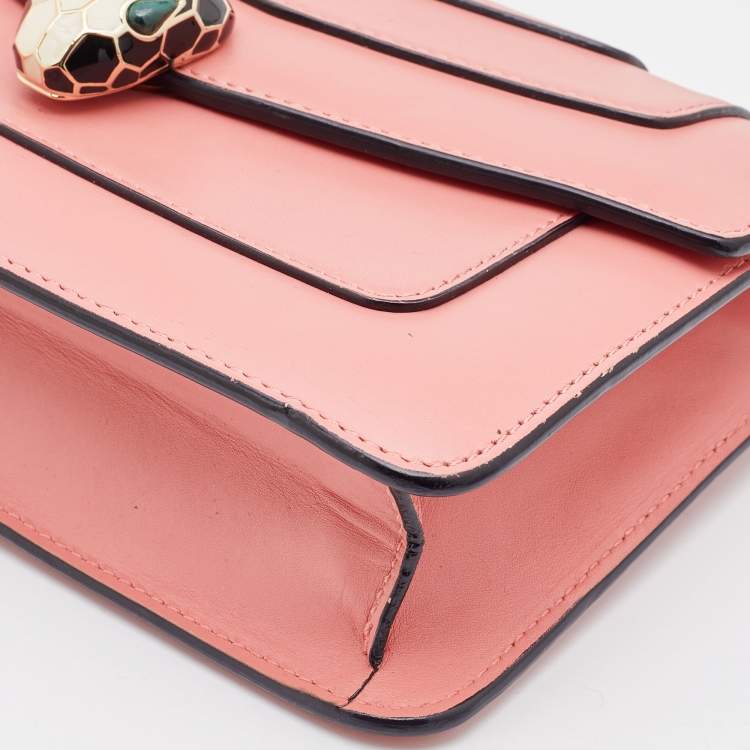 Pre Owned Bvlgari Peach Leather Serpenti Forever Crossbody Bag