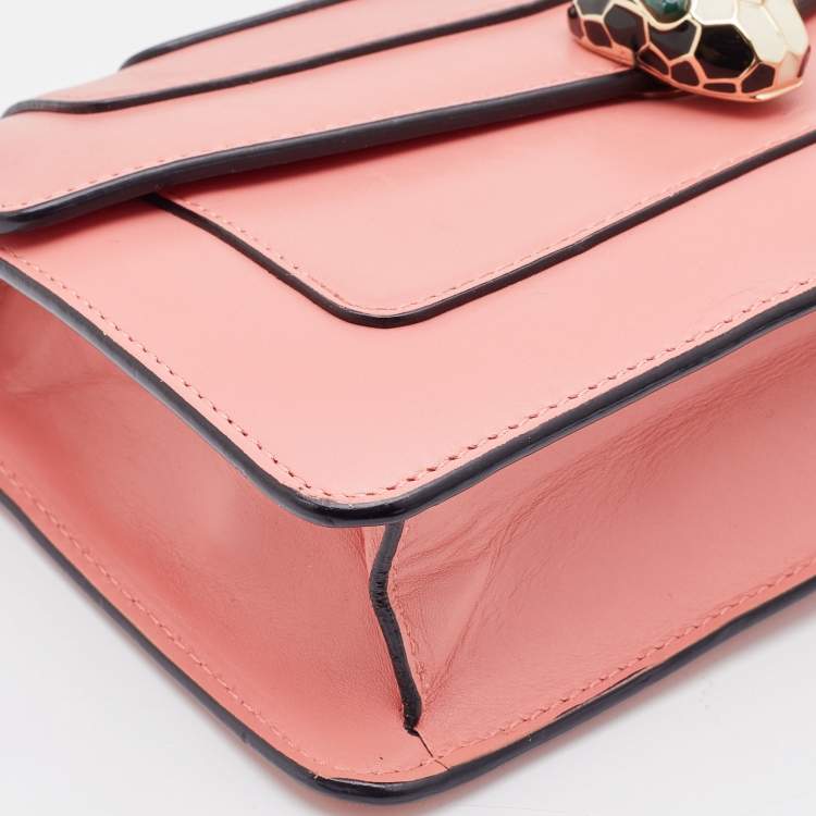 Pre Owned Bvlgari Peach Leather Serpenti Forever Crossbody Bag