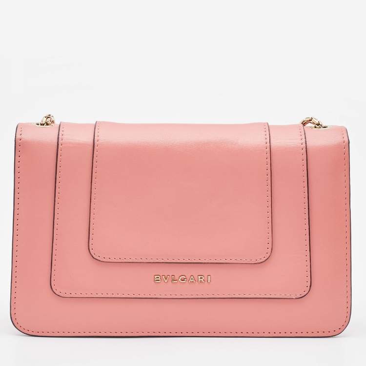 Pre Owned Bvlgari Peach Leather Serpenti Forever Crossbody Bag