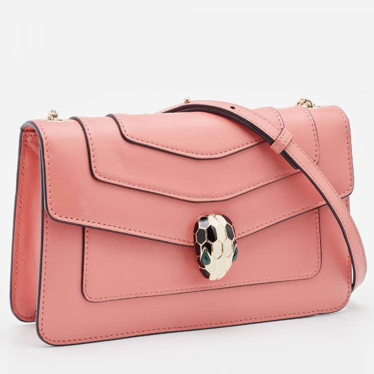 Pre Owned Bvlgari Peach Leather Serpenti Forever Crossbody Bag