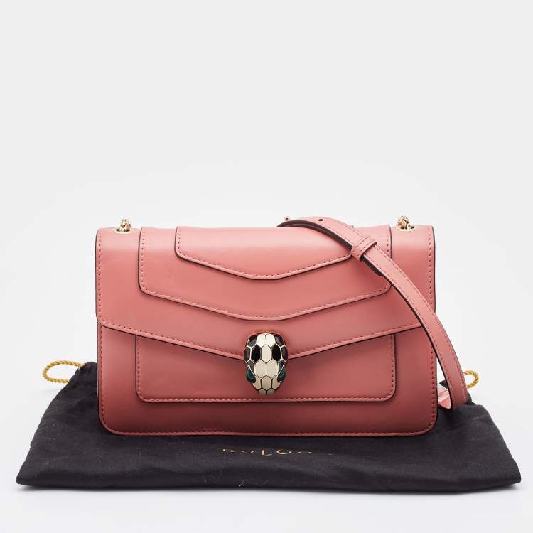 Pre Owned Bvlgari Peach Leather Serpenti Forever Crossbody Bag