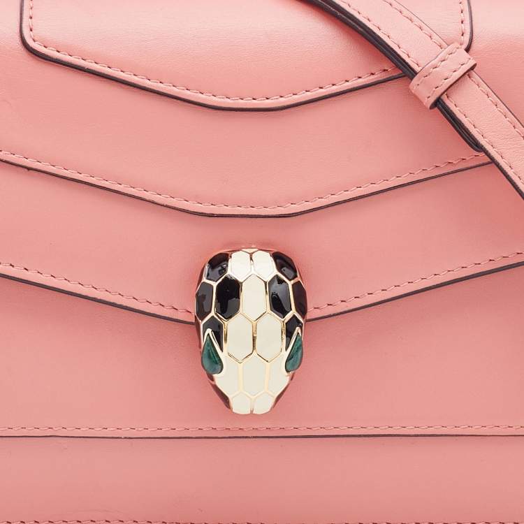 Pre Owned Bvlgari Peach Leather Serpenti Forever Crossbody Bag