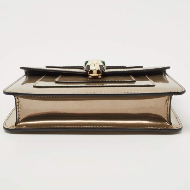 Pre Owned Bvlgari Metallic Patent Leather Small Serpenti Forever Shoulder Bag